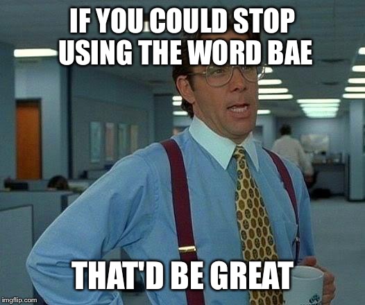 That Would Be Great Meme | IF YOU COULD STOP USING THE WORD BAE THAT'D BE GREAT | image tagged in memes,that would be great | made w/ Imgflip meme maker