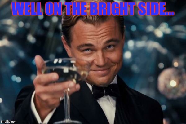 Leonardo Dicaprio Cheers Meme | WELL ON THE BRIGHT SIDE... | image tagged in memes,leonardo dicaprio cheers | made w/ Imgflip meme maker