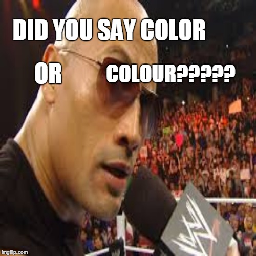 What Colour | DID YOU SAY COLOR OR COLOUR????? | image tagged in the rock,color | made w/ Imgflip meme maker