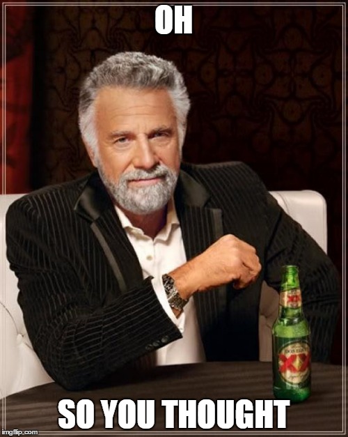 The Most Interesting Man In The World Meme | OH SO YOU THOUGHT | image tagged in memes,the most interesting man in the world | made w/ Imgflip meme maker