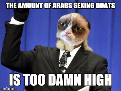 THE AMOUNT OF ARABS SEXING GOATS IS TOO DAMN HIGH | made w/ Imgflip meme maker