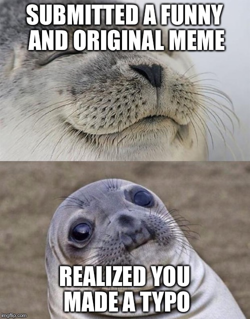 Short Satisfaction VS Truth | SUBMITTED A FUNNY AND ORIGINAL MEME REALIZED YOU MADE A TYPO | image tagged in memes,short satisfaction vs truth | made w/ Imgflip meme maker