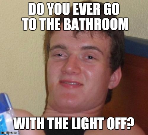 10 Guy Meme | DO YOU EVER GO TO THE BATHROOM WITH THE LIGHT OFF? | image tagged in memes,10 guy | made w/ Imgflip meme maker