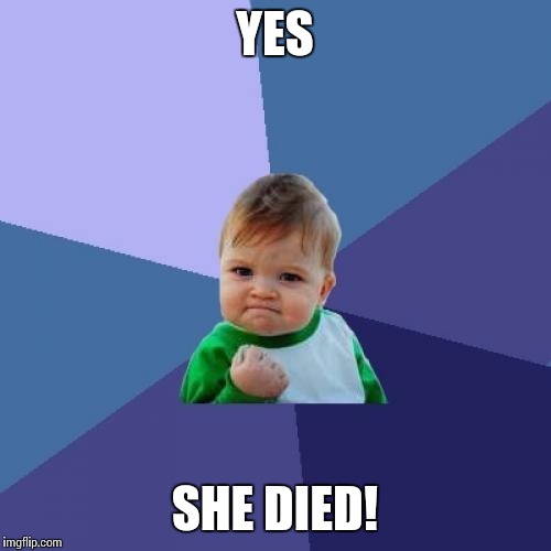 Success Kid Meme | YES SHE DIED! | image tagged in memes,success kid | made w/ Imgflip meme maker
