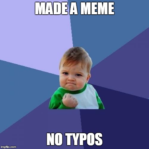 Success Kid | MADE A MEME NO TYPOS | image tagged in memes,success kid | made w/ Imgflip meme maker