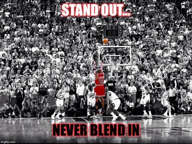 STAND OUT... NEVER BLEND IN | image tagged in memes | made w/ Imgflip meme maker