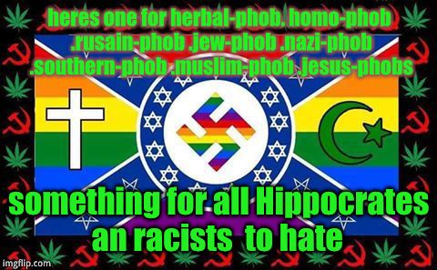 hemplanet | heres one for herbal-phob. homo-phob .rusain-phob .jew-phob .nazi-phob .southern-phob .muslim-phob .jesus-phobs something for all Hippocrate | image tagged in hemplanet | made w/ Imgflip meme maker
