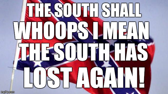 Confederate Flag | THE SOUTH SHALL LOST AGAIN! WHOOPS I MEAN THE SOUTH HAS | image tagged in confederate flag | made w/ Imgflip meme maker