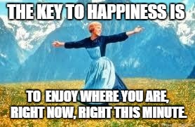 Look At All These Meme | THE KEY TO HAPPINESS IS TO  ENJOY WHERE YOU ARE, RIGHT NOW, RIGHT THIS MINUTE. | image tagged in memes,look at all these | made w/ Imgflip meme maker