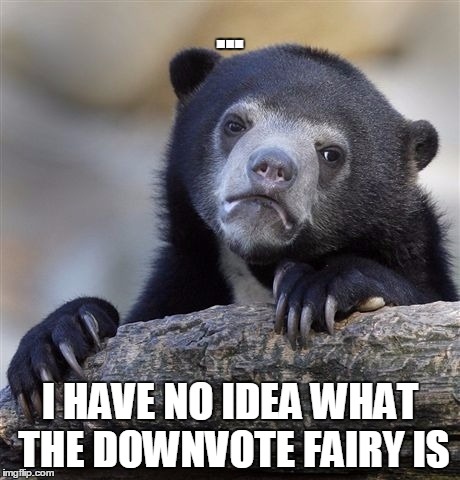 Confession Bear | ... I HAVE NO IDEA WHAT THE DOWNVOTE FAIRY IS | image tagged in memes,confession bear | made w/ Imgflip meme maker