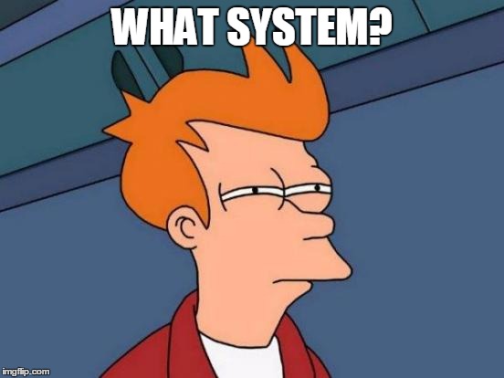 Futurama Fry Meme | WHAT SYSTEM? | image tagged in memes,futurama fry | made w/ Imgflip meme maker
