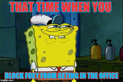 Don't You Squidward Meme | THAT TIME WHEN YOU BLOCK FOXY FROM GETING IN THE OFFICE | image tagged in memes,dont you squidward | made w/ Imgflip meme maker