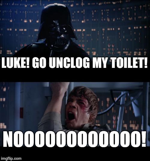 Star Wars No | LUKE! GO UNCLOG MY TOILET! NOOOOOOOOOOOO! | image tagged in memes,star wars no | made w/ Imgflip meme maker