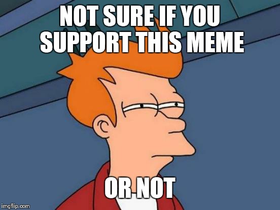 Futurama Fry Meme | NOT SURE IF YOU SUPPORT THIS MEME OR NOT | image tagged in memes,futurama fry | made w/ Imgflip meme maker