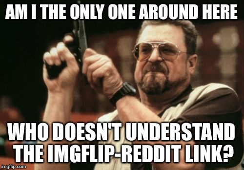 Am I The Only One Around Here | AM I THE ONLY ONE AROUND HERE WHO DOESN'T UNDERSTAND THE IMGFLIP-REDDIT LINK? | image tagged in memes,am i the only one around here | made w/ Imgflip meme maker