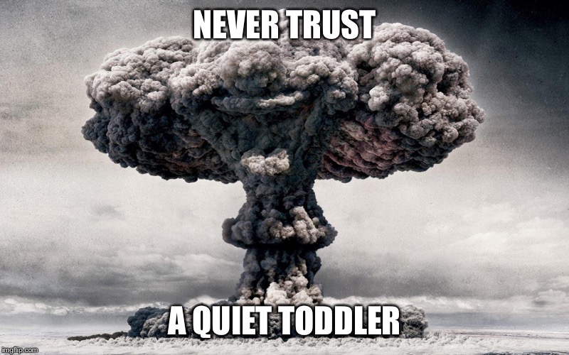 Never trust a quiet toddler | NEVER TRUST A QUIET TODDLER | image tagged in evil toddler | made w/ Imgflip meme maker