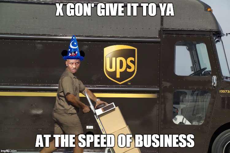 X GON' GIVE IT TO YA AT THE SPEED OF BUSINESS | image tagged in dmfedex | made w/ Imgflip meme maker