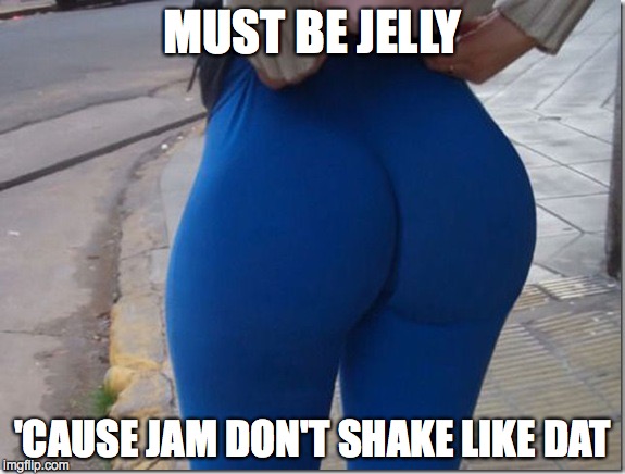 Baby Got Back | MUST BE JELLY 'CAUSE JAM DON'T SHAKE LIKE DAT | image tagged in fat,ass,dat ass | made w/ Imgflip meme maker