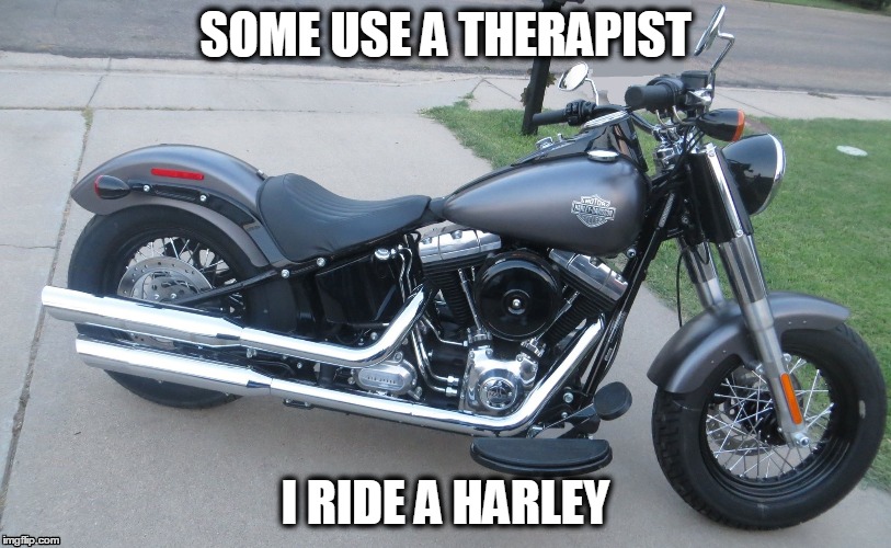 Wind Therapy | SOME USE A THERAPIST I RIDE A HARLEY | image tagged in memes,harley davidson,motorcycle,ride | made w/ Imgflip meme maker