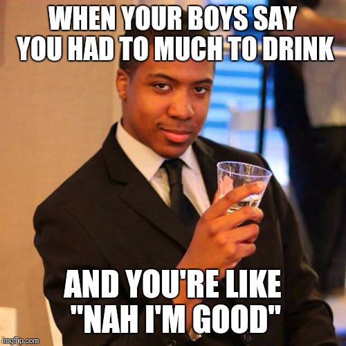 Smooth cat  | WHEN YOUR BOYS SAY YOU HAD TO MUCH TO DRINK AND YOU'RE LIKE "NAH I'M GOOD" | image tagged in funny,hilarious,humor,college humor,relatable,funny memes | made w/ Imgflip meme maker