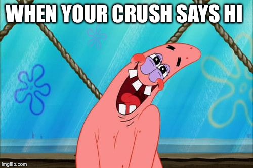 patrick star | WHEN YOUR CRUSH SAYS HI | image tagged in patrick star | made w/ Imgflip meme maker