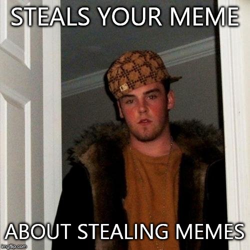 Scumbag Steve | STEALS YOUR MEME ABOUT STEALING MEMES | image tagged in memes,scumbag steve | made w/ Imgflip meme maker
