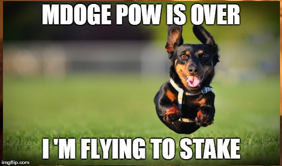 MDOGE POW IS OVER I 'M FLYING TO STAKE | made w/ Imgflip meme maker