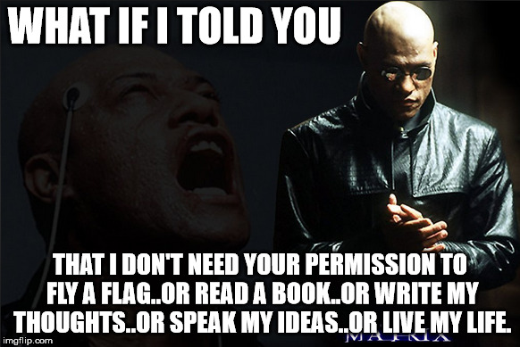 WHAT IF I TOLD YOU THAT I DON'T NEED YOUR PERMISSION TO FLY A FLAG..OR READ A BOOK..OR WRITE MY THOUGHTS..OR SPEAK MY IDEAS..OR LIVE MY LIFE | image tagged in confederate flag freedom liberty democracy opression justice | made w/ Imgflip meme maker