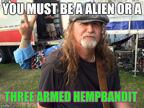 back hand you bitch | YOU MUST BE A ALIEN OR A THREE ARMED HEMPBANDIT | image tagged in back hand you bitch | made w/ Imgflip meme maker