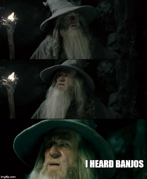 Confused Gandalf | I HEARD BANJOS | image tagged in memes,confused gandalf | made w/ Imgflip meme maker