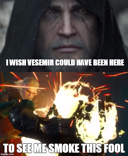 I WISH VESEMIR COULD HAVE BEEN HERE TO SEE ME SMOKE THIS FOOL | made w/ Imgflip meme maker