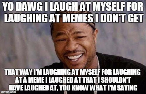Yo Dawg Heard You Meme | YO DAWG I LAUGH AT MYSELF FOR LAUGHING AT MEMES I DON'T GET THAT WAY I'M LAUGHING AT MYSELF FOR LAUGHING AT A MEME I LAUGHED AT THAT I SHOUL | image tagged in memes,yo dawg heard you | made w/ Imgflip meme maker