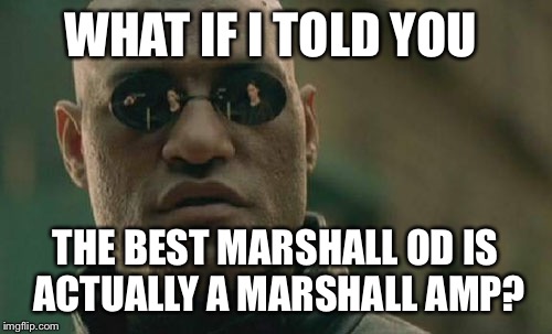 Matrix Morpheus Meme | WHAT IF I TOLD YOU THE BEST MARSHALL OD IS ACTUALLY A MARSHALL AMP? | image tagged in memes,matrix morpheus | made w/ Imgflip meme maker