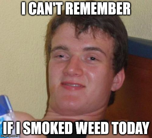 10 Guy | I CAN'T REMEMBER IF I SMOKED WEED TODAY | image tagged in memes,10 guy | made w/ Imgflip meme maker