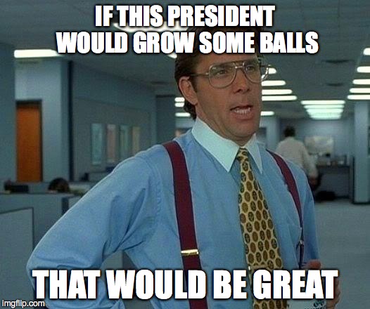 That Would Be Great Meme | IF THIS PRESIDENT WOULD GROW SOME BALLS THAT WOULD BE GREAT | image tagged in memes,that would be great | made w/ Imgflip meme maker