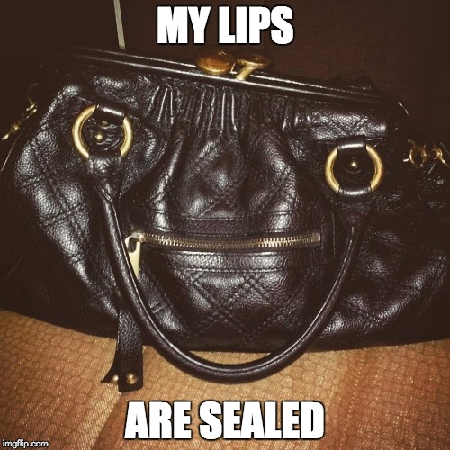 you can tell me yr secrets… | MY LIPS ARE SEALED | image tagged in surreal purse,secrets | made w/ Imgflip meme maker