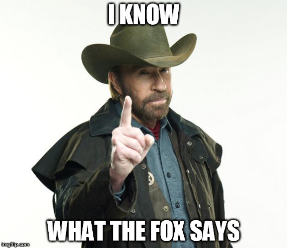 Chuck Norris Finger Meme | I KNOW WHAT THE FOX SAYS | image tagged in chuck norris | made w/ Imgflip meme maker