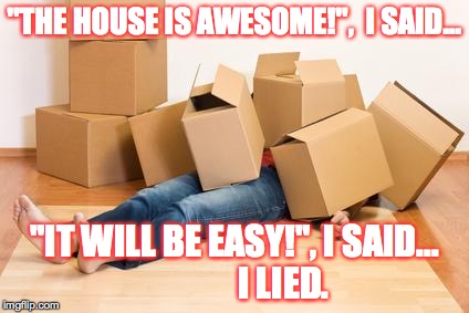 Your friend needs help moving... | "THE HOUSE IS AWESOME!",  I SAID... "IT WILL BE EASY!", I SAID...             
I LIED. | image tagged in your friend needs help moving | made w/ Imgflip meme maker