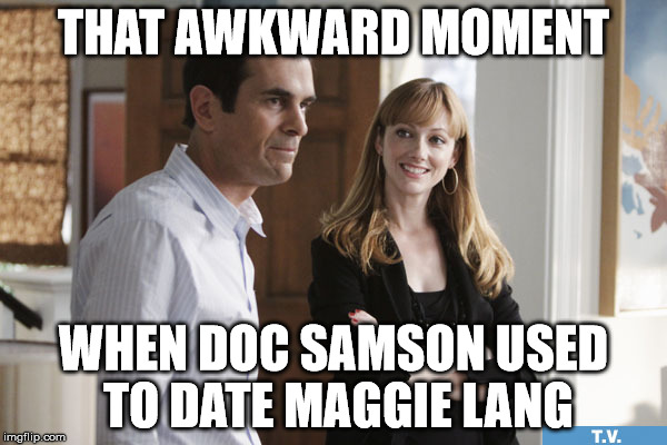Doc Samson from The Incredible Hulk used to date Maggie Lang from Ant-Man | THAT AWKWARD MOMENT WHEN DOC SAMSON USED TO DATE MAGGIE LANG | image tagged in modern family,the incredible hulk,ant-man,avengers,marvel,marvel cinematic universe | made w/ Imgflip meme maker