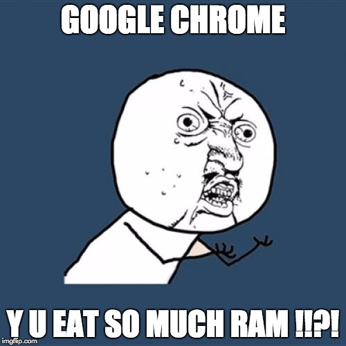 Y U No Meme | GOOGLE CHROME Y U EAT SO MUCH RAM !!?! | image tagged in memes,y u no | made w/ Imgflip meme maker