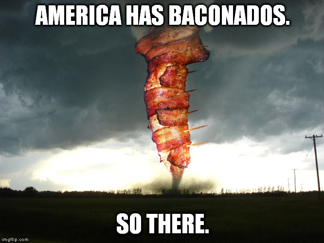 Baconado | AMERICA HAS BACONADOS. SO THERE. | image tagged in baconado | made w/ Imgflip meme maker