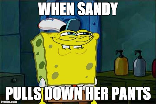 Don't You Squidward Meme | WHEN SANDY PULLS DOWN HER PANTS | image tagged in memes,dont you squidward | made w/ Imgflip meme maker