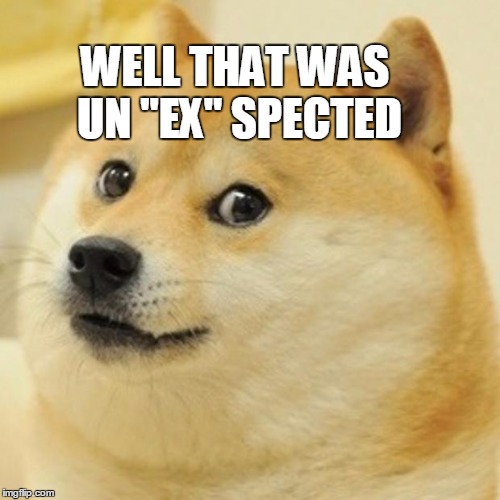 Doge Meme | WELL THAT WAS UN "EX" SPECTED | image tagged in memes,doge | made w/ Imgflip meme maker