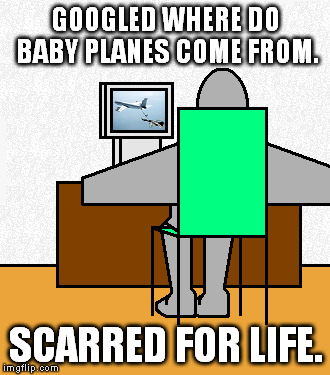 GOOGLED WHERE DO BABY PLANES COME FROM. SCARRED FOR LIFE. | image tagged in memes | made w/ Imgflip meme maker