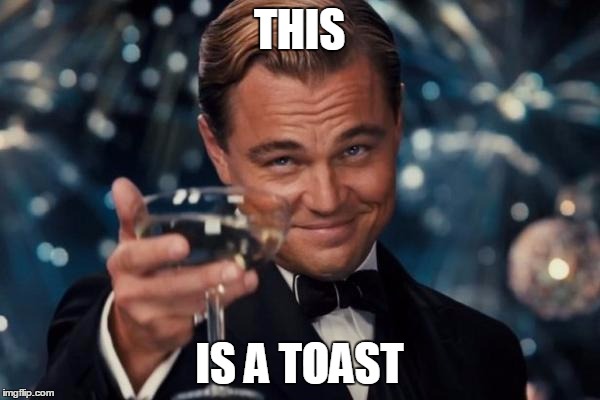 Leonardo Dicaprio Cheers Meme | THIS IS A TOAST | image tagged in memes,leonardo dicaprio cheers | made w/ Imgflip meme maker