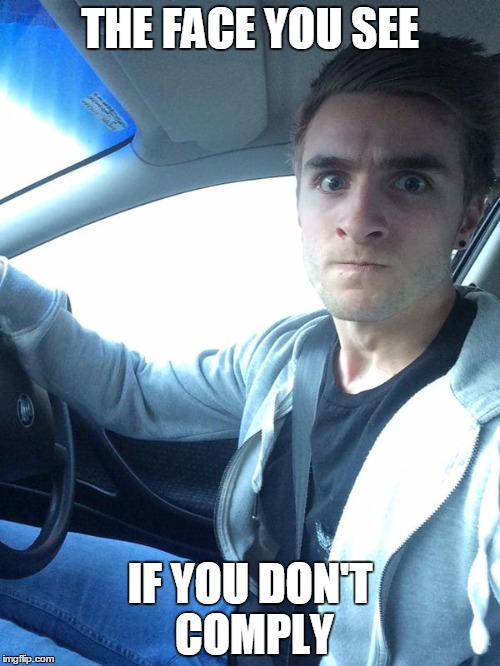 THE FACE YOU SEE IF YOU DON'T COMPLY | image tagged in ltlickme | made w/ Imgflip meme maker