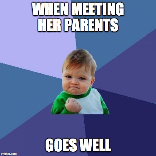 Success Kid | WHEN MEETING HER PARENTS GOES WELL | image tagged in memes,success kid | made w/ Imgflip meme maker