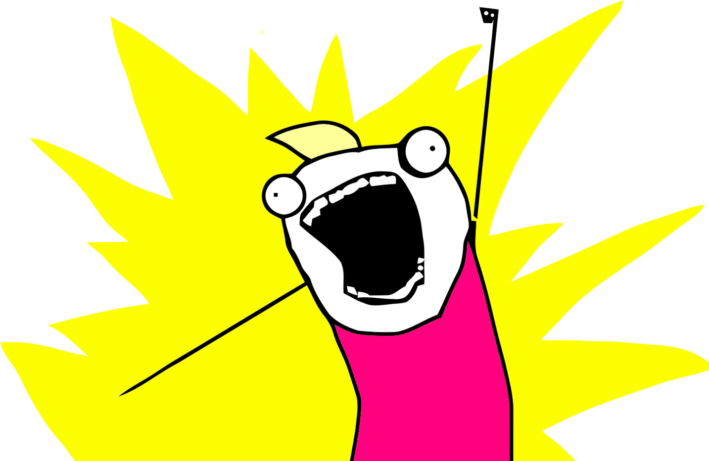 Allie Brosh's MS paint self-portrait in which she's raising one fist in the air in celebratory determination.