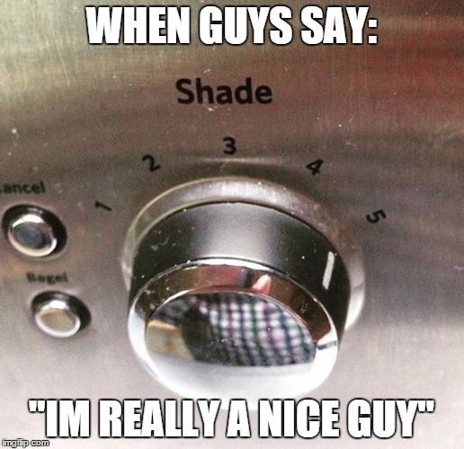 WHEN GUYS SAY: "IM REALLY A NICE GUY" | image tagged in shade,things guys say,throwin' shade | made w/ Imgflip meme maker