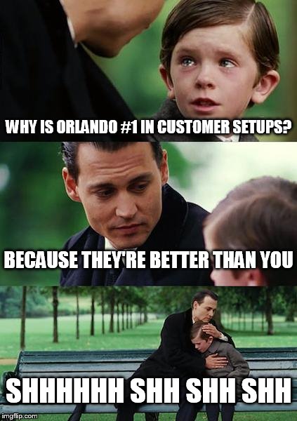 Finding Neverland Meme | WHY IS ORLANDO #1 IN CUSTOMER SETUPS? BECAUSE THEY'RE BETTER THAN YOU SHHHHHH SHH SHH SHH | image tagged in memes,finding neverland | made w/ Imgflip meme maker